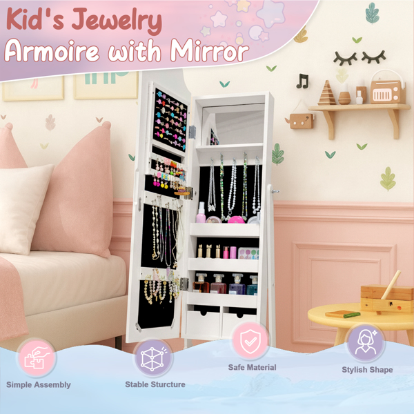 白色 爱心元素 密度板 喷漆 1门1层架 儿童饰品镜柜-3