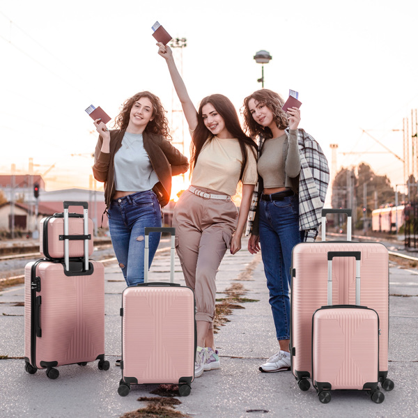 非TSA海关锁五合一 PP拉杆箱 12in 16in 20in 24in 28in PP 玫瑰色-13