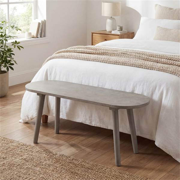 43英寸农舍风格灰色木制长凳，防刮擦防水餐厅长凳，可供2人使用-6