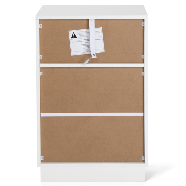 白色 P2刨花板 贴麻面三胺 抽屉斜封边 40*30*60cm 两抽带上隔层 床头柜 1PC-10