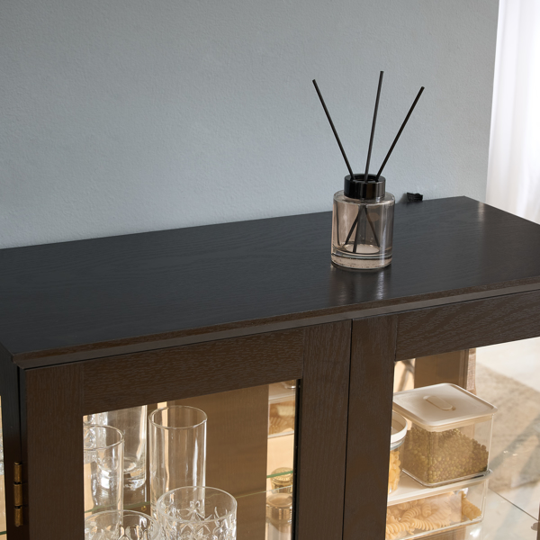 带钢化玻璃门的展示柜，内置照明，配有镜面背板和可调节搁板，非常适合家庭或办公室使用（含灯泡）- 黑色 不支持self-pick up且不支持指定仓库发货-10