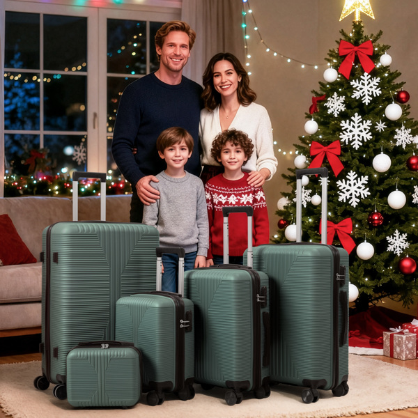 非TSA海关锁五合一 PP拉杆箱 12in 16in 20in 24in 28in PP 墨绿色-22