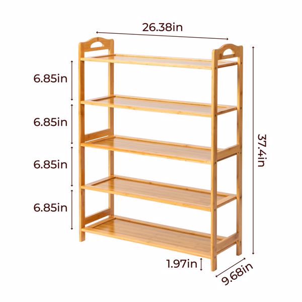 5层平板 竹制 68*25*89cm 鞋架 原木色-13