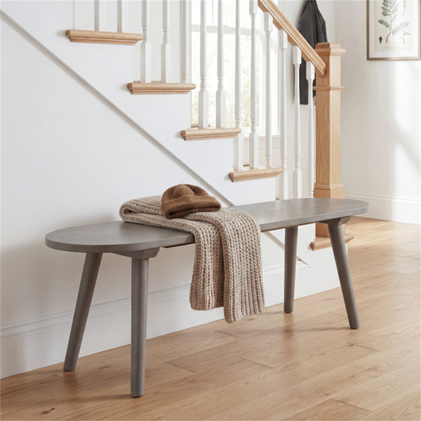 43英寸农舍风格灰色木制长凳，防刮擦防水餐厅长凳，可供2人使用-2