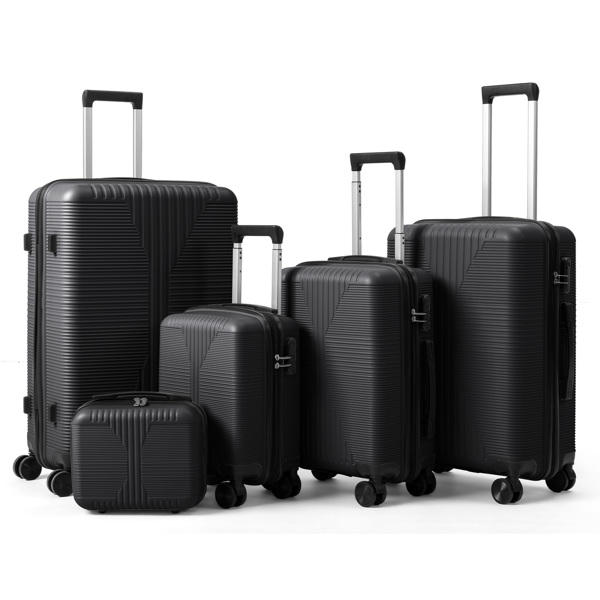 非TSA海关锁五合一 PP拉杆箱 12in 16in 20in 24in 28in PP 黑色-17