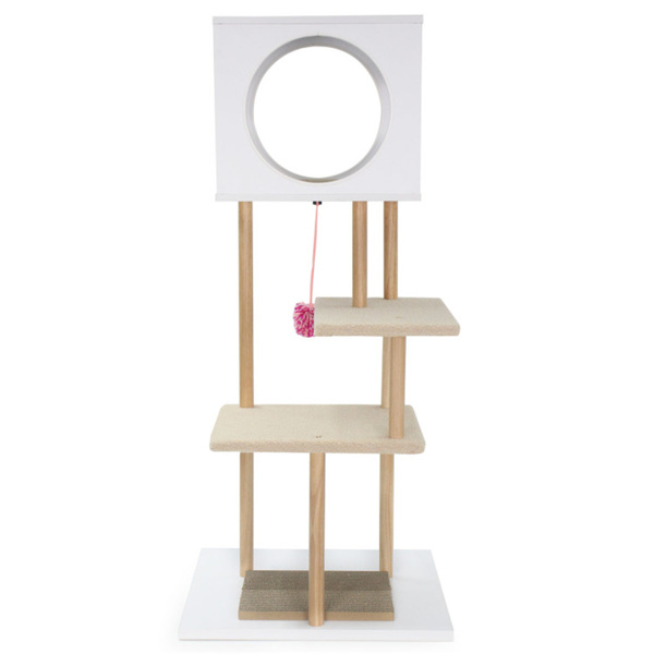 多层猫树，带2个抓地垫，双门猫公寓和室内猫防倾倒套件-2
