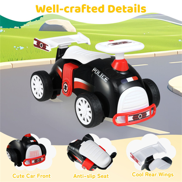 儿童乘坐带音乐功能的滑动车，3个主题坐式滑板车玩具，可玩19-36个月（警察）-5