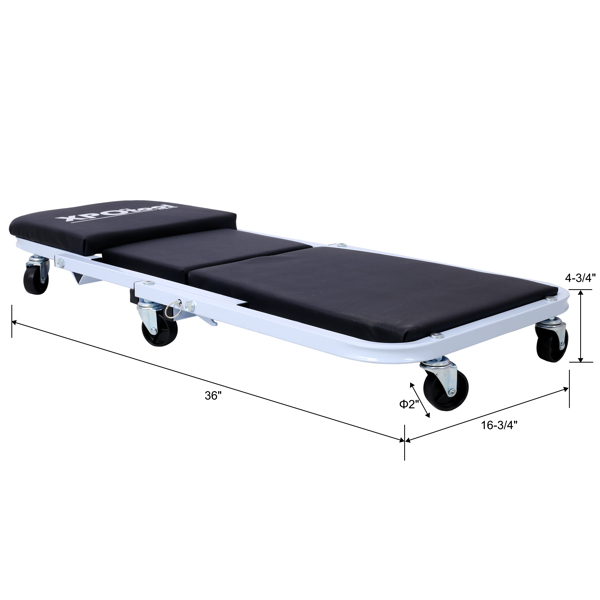 机械维修工作台，车库礼物，36英寸Z型工作台座椅，二合一机械维修礼物，承重300磅，低矮型工作台，带6个轮子，适合车库/车间，父亲节工具礼物，黑色-6