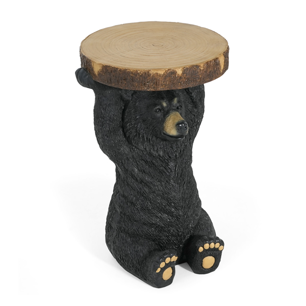 黑熊边桌/底座角几/凳，MGO熊雕像手绘雕塑，适用于家居、办公室、客厅和户外装饰，无需组装--不支持self-pick up-12