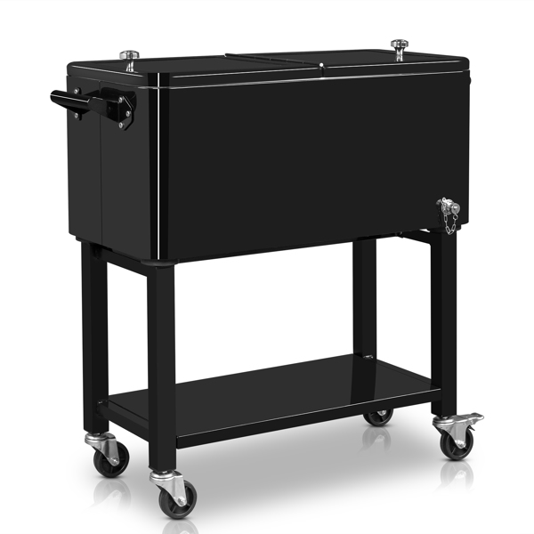 80qt 黑色 冷冻保温推车 86*39*91cm 长方形 塑料箱体 铁脚管 冷冻保温 上下可分离-32