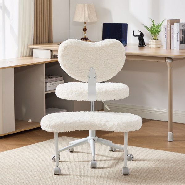 人造兔毛冥想椅加强版，带轮盘腿椅，ADHD椅，交叉式办公椅，带腰部支撑和可调节凳子，灵活设计，适合坐立不安的人，米色-15