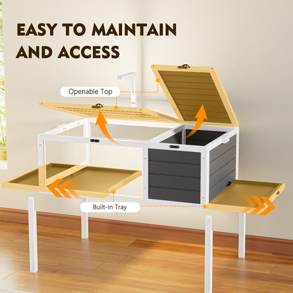 爬行动物栖息地乌龟屋，带灯座、大观察窗、防水托盘、可拆卸支腿，易于清洁的木制围栏，适用于乌龟、蜥蜴、壁虎和小型宠物，室内外均可使用。--不支持self-pick up且不支持指定仓库发货-15