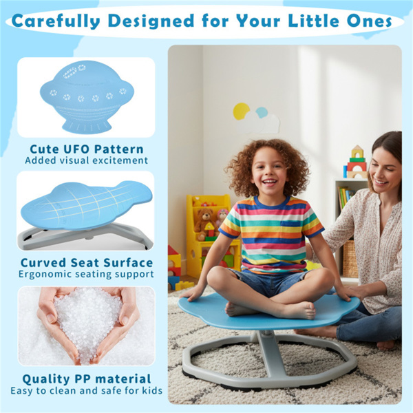 浅蓝色儿童感官旋转椅：360°旋转，220磅容量，行星设计，PP/金属，防滑垫，用于平衡和协调-10
