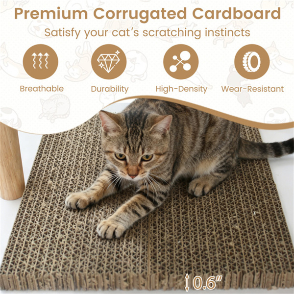 多层猫树，带2个抓地垫，双门猫公寓和室内猫防倾倒套件-10