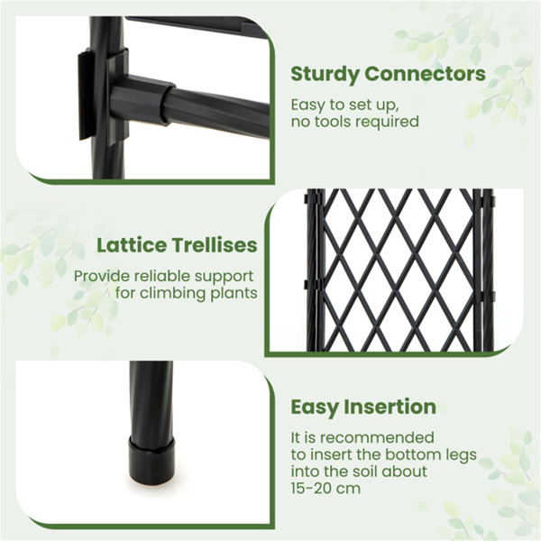 花园拱形棚架-PE涂层金属，67英寸x15.5英寸x83英寸攀缘藤植物支架-7