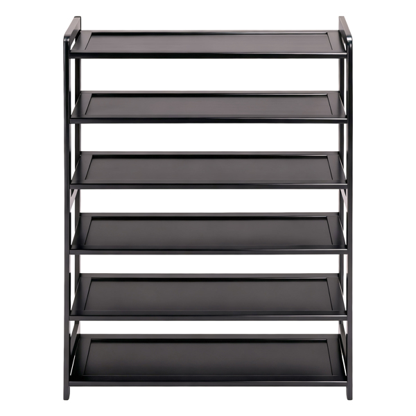 6层平板 竹制 68*25*89cm 鞋架 黑色-14