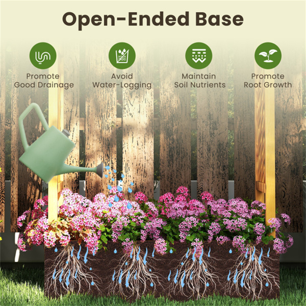 70英寸高松木高架花园床，带格子和平屋顶，开放式底座种植架，用于攀爬植物/蔬菜-8