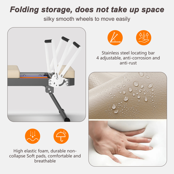 家用普拉提训练器，可折叠普拉提健身器材，配备高强度合金弹簧，适合初学者，承重高达 330 磅，米色。-7