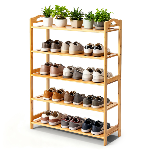 5层平板 竹制 68*25*89cm 鞋架 原木色-10