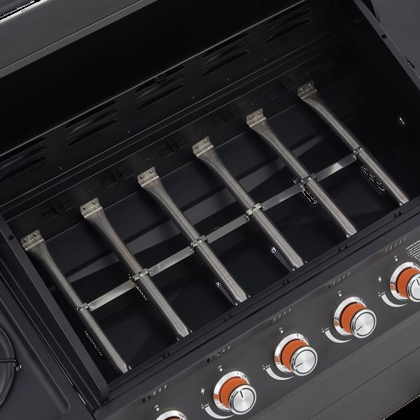 六燃烧器丙烷燃气烧烤炉，带侧炉，72000 BTU功率输出，不锈钢材质，配备铸铁烤架和侧边置物台，适用于户外烹饪、厨房和庭院后院。-22