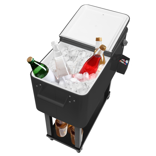 80qt 黑色箱体 黑色脚管 冷冻保温推车 91*87*48cm 长方形 铁 带排水管-34