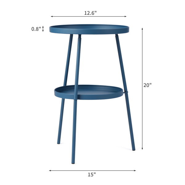 38.5*38.5*51cm 梯形 海军蓝色 双层圆盘 庭院铁边桌-6