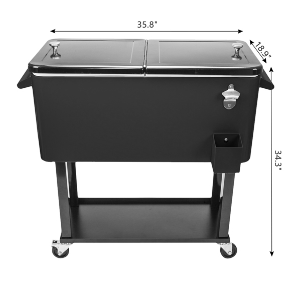 80qt 黑色箱体 黑色脚管 冷冻保温推车 91*87*48cm 长方形 铁 带排水管-31