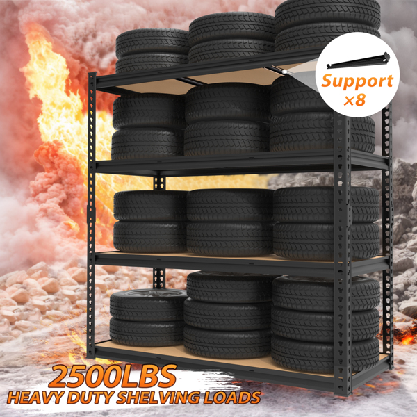 4层 可自由调节层间距 葫芦形孔位 带手套橡胶锤 展示架 铁 122*60*153.5cm 黑色铁件原木色中纤层板-7