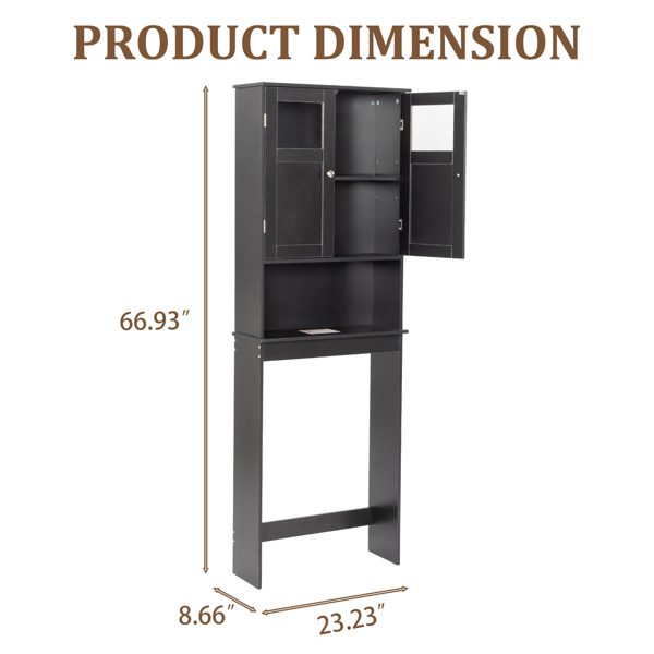 黑色 密度板喷漆 60*22*170cm 双门 马桶柜-2