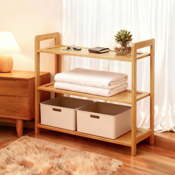 3层平板 竹制 68*25*51.5cm 鞋架 原木色-8