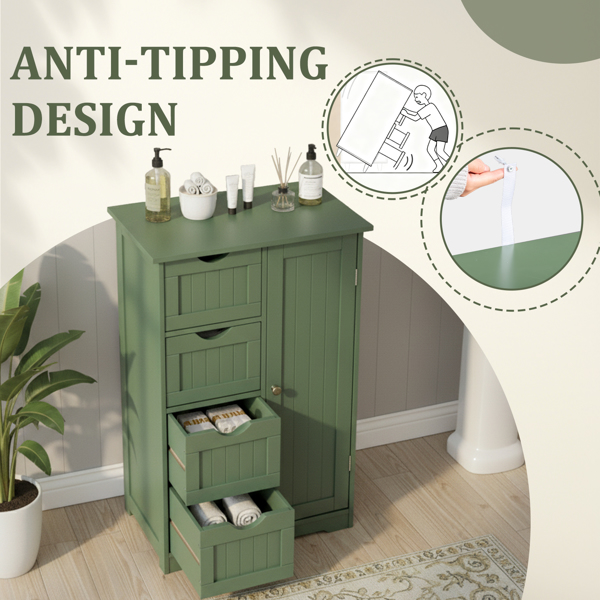 森林绿  密度板喷漆+三胺贴面 竖纹 56*30*82.5cm  4抽 1门 浴室立柜-7