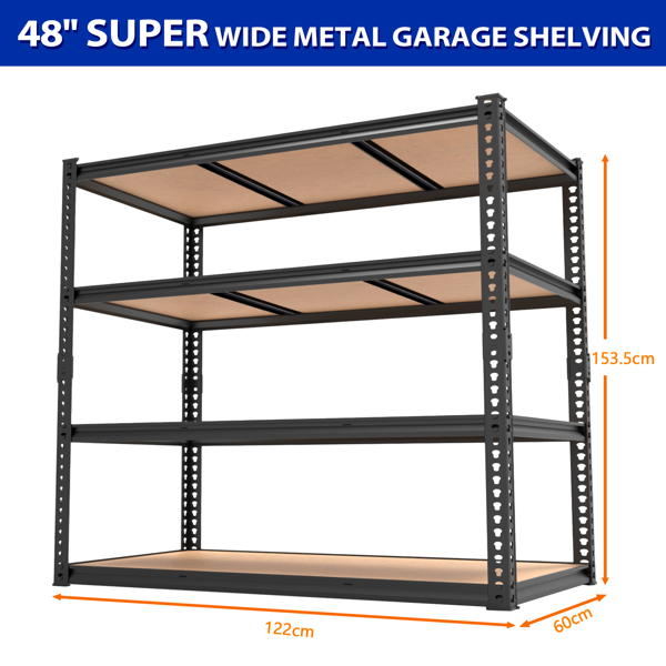 4层 可自由调节层间距 葫芦形孔位 带手套橡胶锤 展示架 铁 122*60*153.5cm 黑色铁件原木色中纤层板-2
