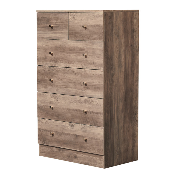 R279-9灰色 刨花板 贴麻面三胺 66*40*111cm 4+2抽 抽屉柜 哑金把手-2