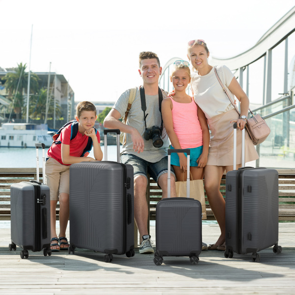 非TSA海关锁四合一 PP拉杆箱 16in 20in 24in 28in PP 深灰色-15