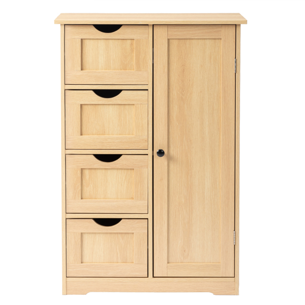 原木色 密度板三胺贴面 56*30*80cm 4抽 1门 浴室立柜-17