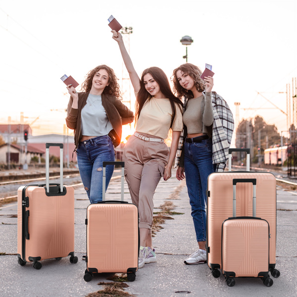 非TSA海关锁四合一 PP拉杆箱 16in 20in 24in 28in PP 粉色-12