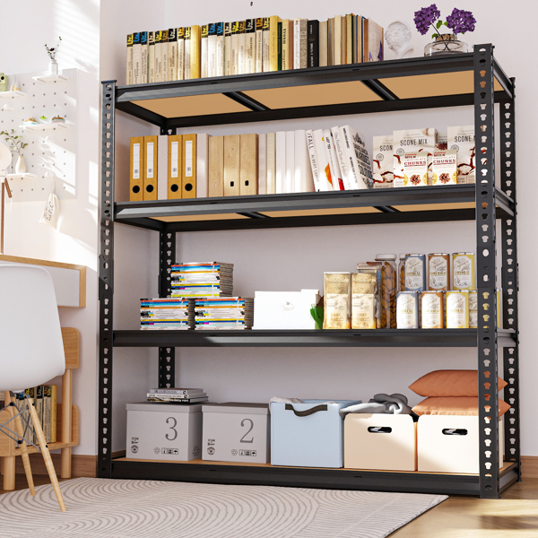 4层 可自由调节层间距 葫芦形孔位 带手套橡胶锤 展示架 铁 122*60*153.5cm 黑色铁件原木色中纤层板-11