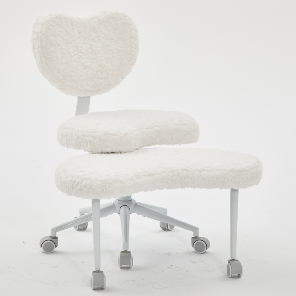 人造兔毛冥想椅加强版，带轮盘腿椅，ADHD椅，交叉式办公椅，带腰部支撑和可调节凳子，灵活设计，适合坐立不安的人，米色-21