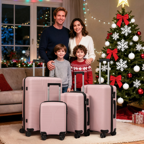 非TSA海关锁四合一 PP拉杆箱 16in 20in 24in 28in PP 玫瑰金色-17