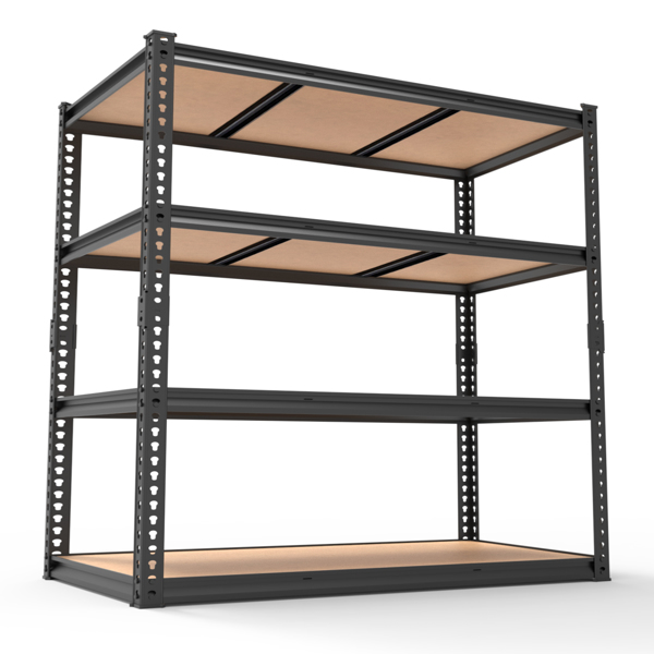 4层 可自由调节层间距 葫芦形孔位 带手套橡胶锤 展示架 铁 122*60*153.5cm 黑色铁件原木色中纤层板-10