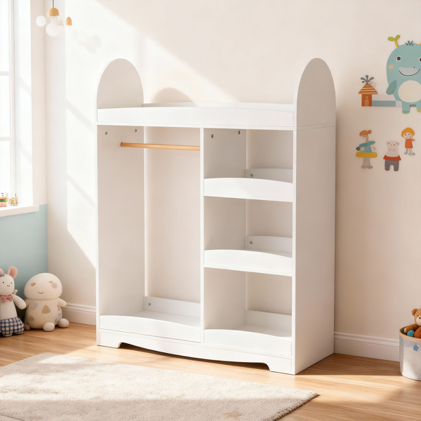 白色 密度板+刨花板 喷漆+贴面 3层架1挂衣杆 儿童衣柜 德国-14