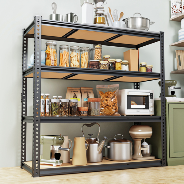 4层 可自由调节层间距 葫芦形孔位 带手套橡胶锤 展示架 铁 122*60*153.5cm 黑色铁件原木色中纤层板-4