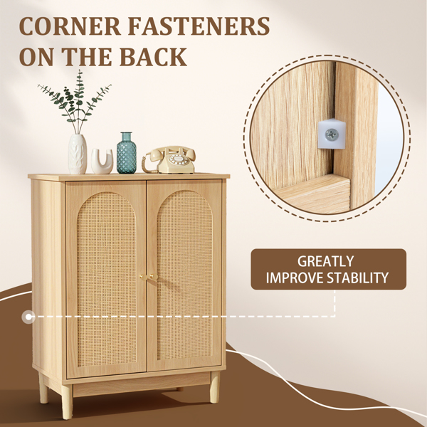 原木色   刨花板三胺贴面带藤面 60*30*80cm  双门 浴室立柜-12