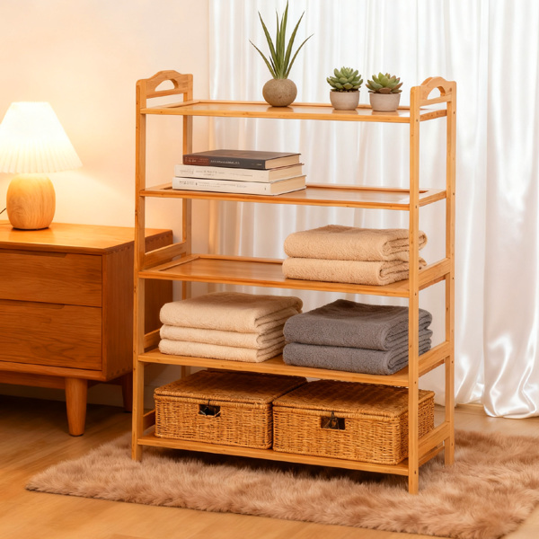 5层平板 竹制 68*25*89cm 鞋架 原木色-8