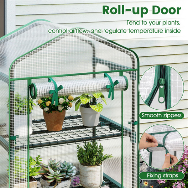 白色5层迷你温室，带PE网格盖，免工具组装便携式室内外生长帐篷-8