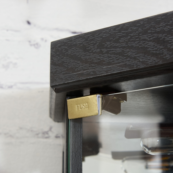 带照明的转角展示柜 - 适用于客厅、展示古董收藏品、存放葡萄酒和酒杯 - 优雅的转角设计，内置照明灯 - 黑色-17