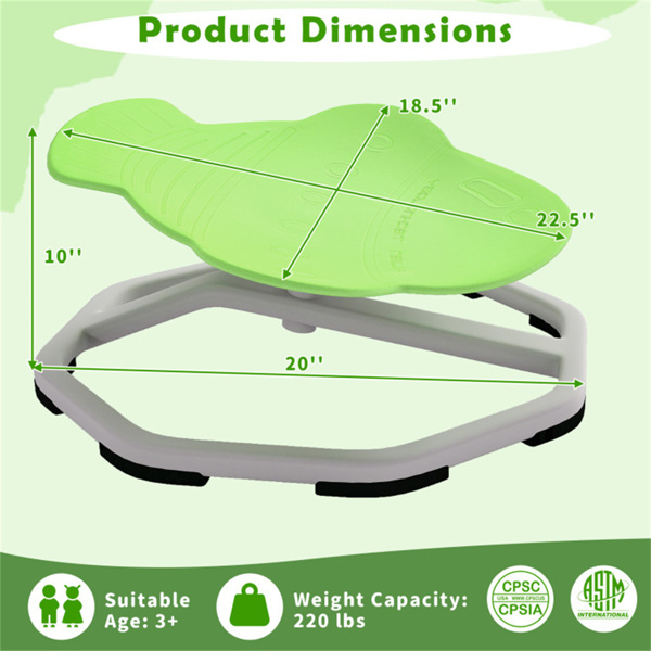 绿色儿童感官旋转椅：360°旋转，220磅容量，行星设计，PP/金属，防滑垫，用于平衡和协调-3