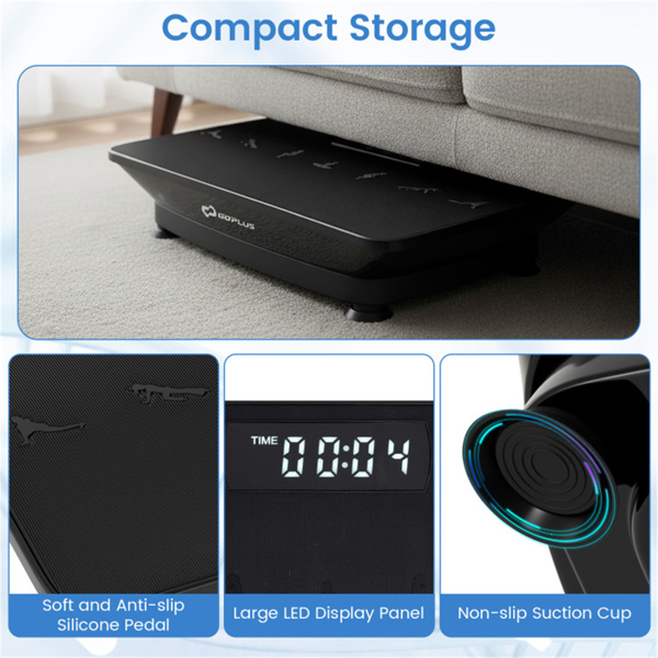 黑色全身振动板运动机，10个可调速度级别，带遥控和音乐功能，重量440LBS-11