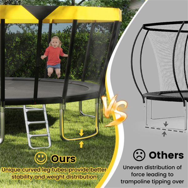 16FT户外蹦床，带360°安全围栏网，后院家庭休闲蹦床-11