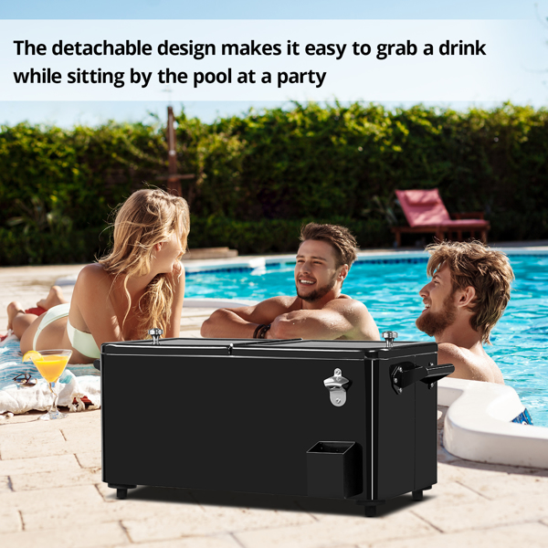 80qt 黑色 冷冻保温推车 86*39*91cm 长方形 塑料箱体 铁脚管 冷冻保温 上下可分离-10